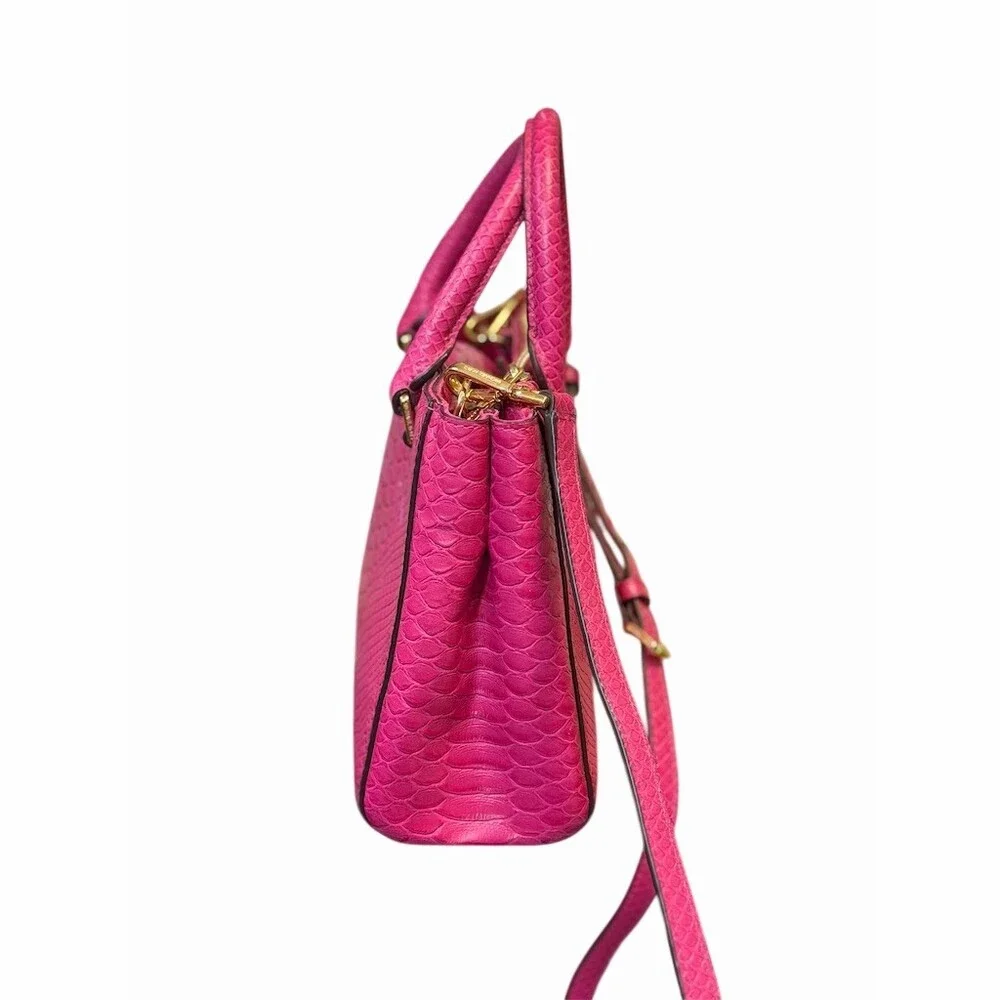Michael Kors Adele Satchel/Crossbody Bag Fushia Croc Embossed